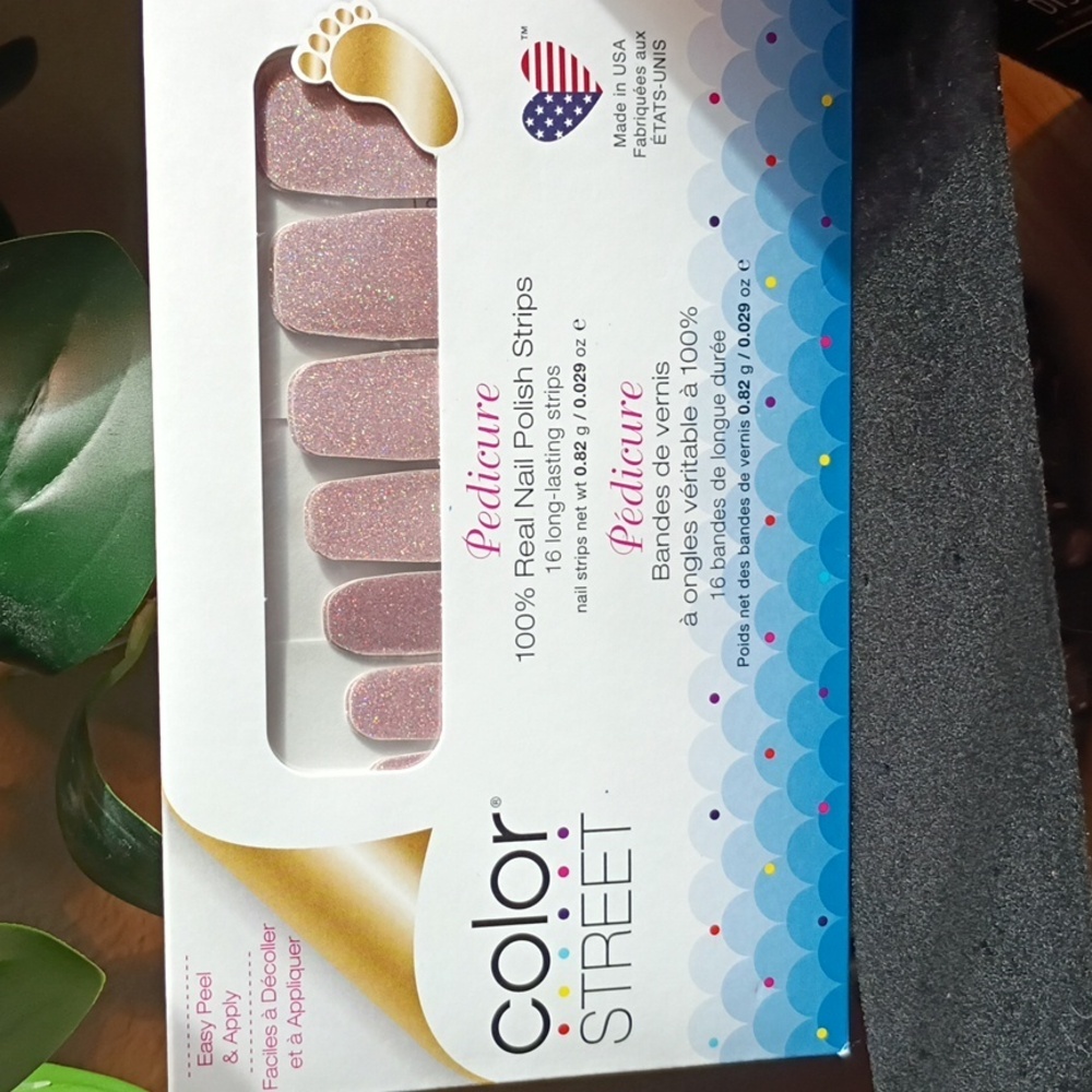 Color Street Pedicure Sparkling Pink Nail Strips *Retired* "Moonburst"